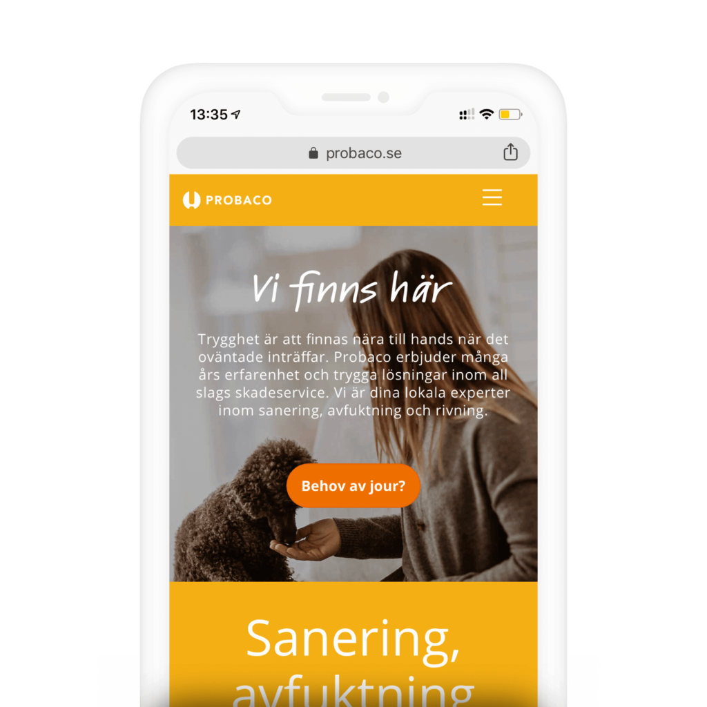 Probacos sajt på mobilen